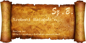 Szebeni Balabán névjegykártya